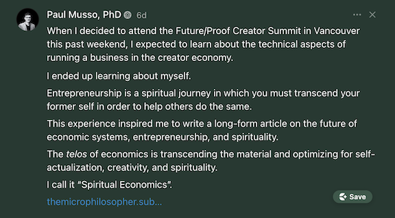 A 2026 summit attendee's social post